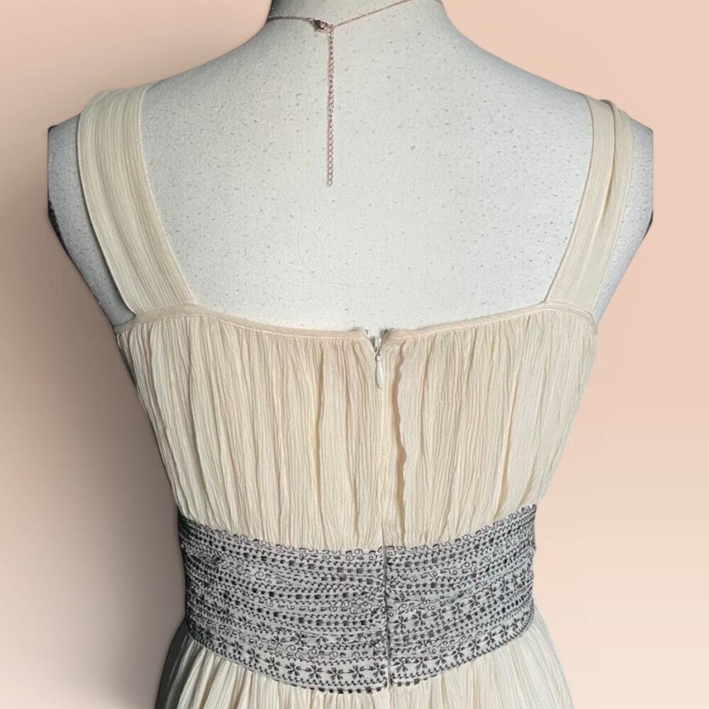 Sigrid Olsen Chiffon Silk Womens Dress 2 XS 0 Cream Brown Roman Holiday Sundress - Picture 10 of 14